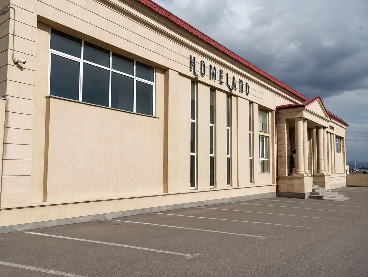 Corner of the Homeland Industrial Complex: stone facade and large windows